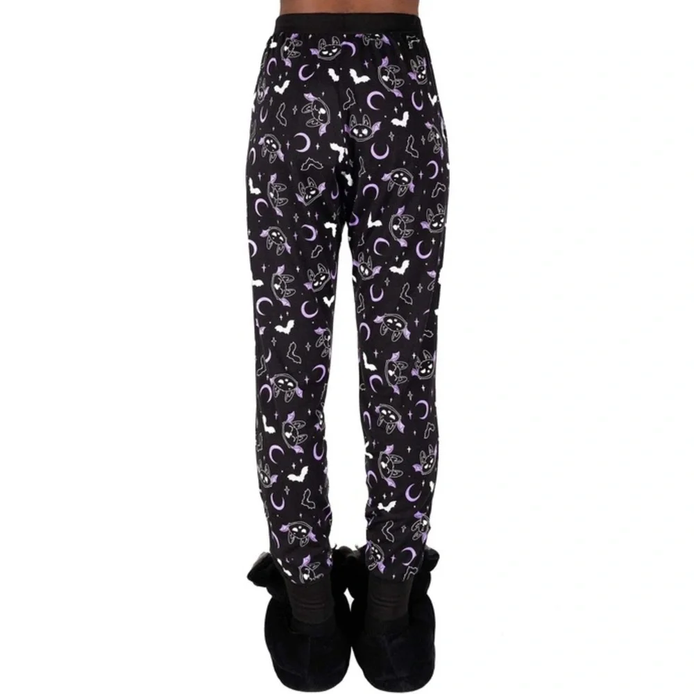 Killstar Batty Black Purple Moon AOP Jogger Lounge Pajama Pants Size Small - Picture 7 of 7